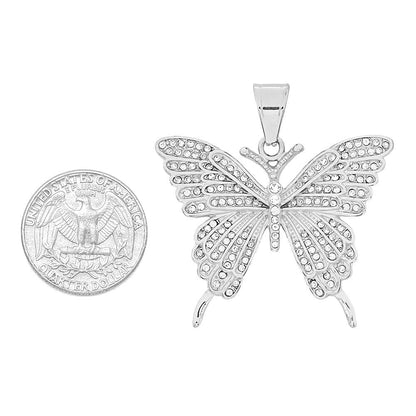Kenzy Mii- Stainless Steel Filigree Beaded Butterfly Unisex Pendant
