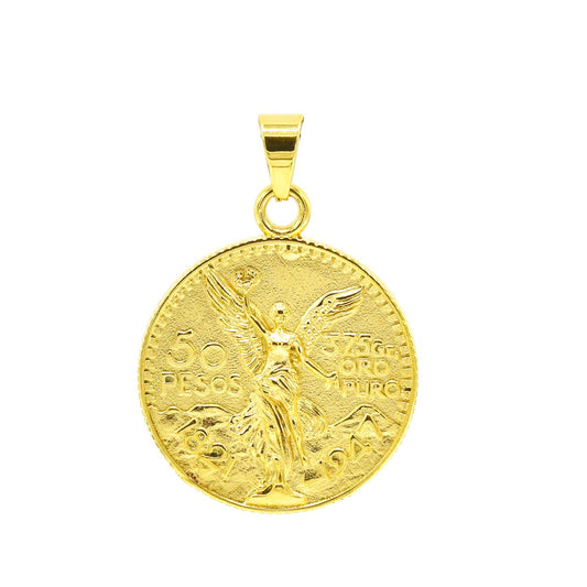 Kenzy Mii- Stainless Steel Mexicano Moneda 50 Pesos Unisex Pendant