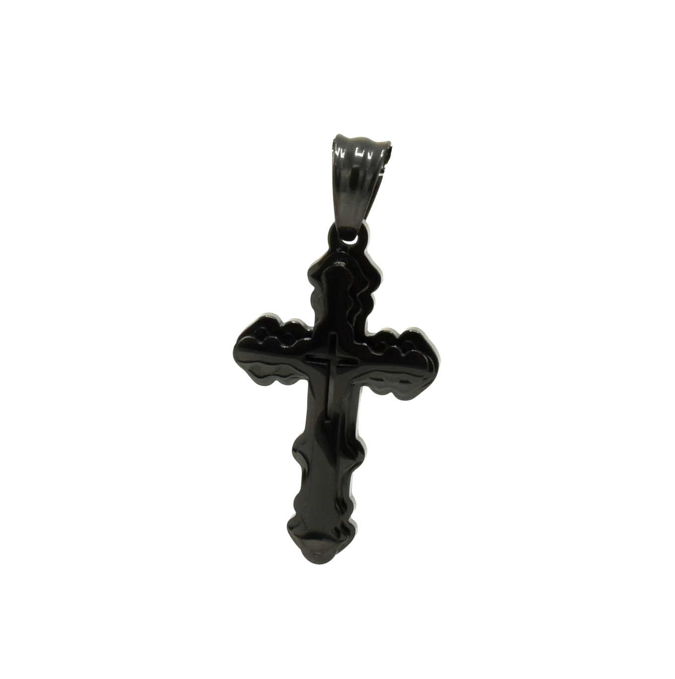 Kenzy Mii- Stainless Steel Textured Scalloped Corss Unisex Pendant
