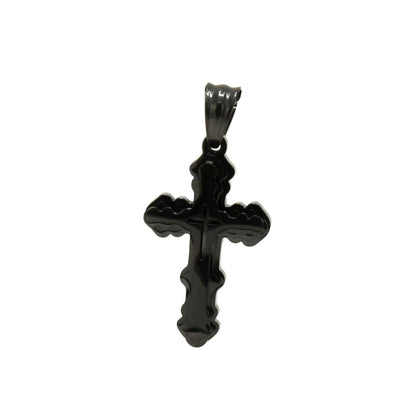 Kenzy Mii- Stainless Steel Textured Scalloped Corss Unisex Pendant