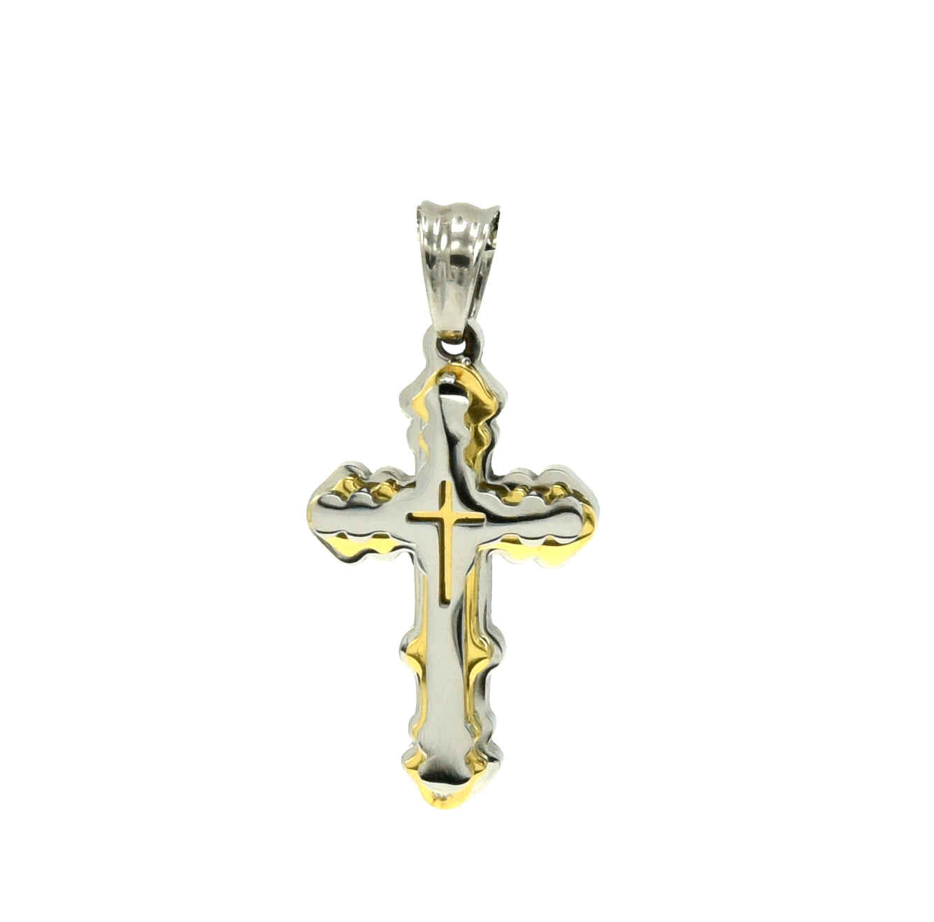 Kenzy Mii- Stainless Steel Textured Scalloped Corss Unisex Pendant