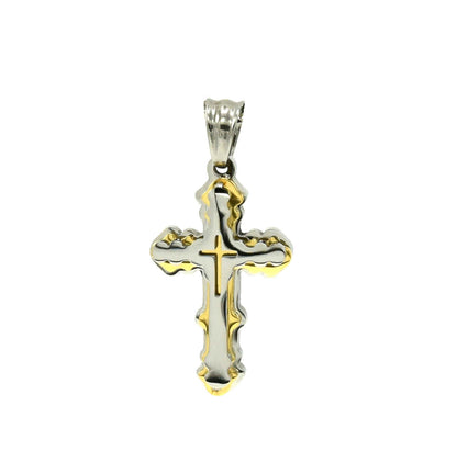 Kenzy Mii- Stainless Steel Textured Scalloped Corss Unisex Pendant