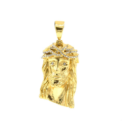 Kenzy Mii- Stainless Steel Jesus Face Cubic Zirconia Unisex Pendant