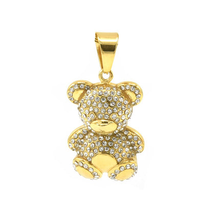 Kenzy Mii- Stainless Steel Diamond Teddy Bear Unisex Pendant