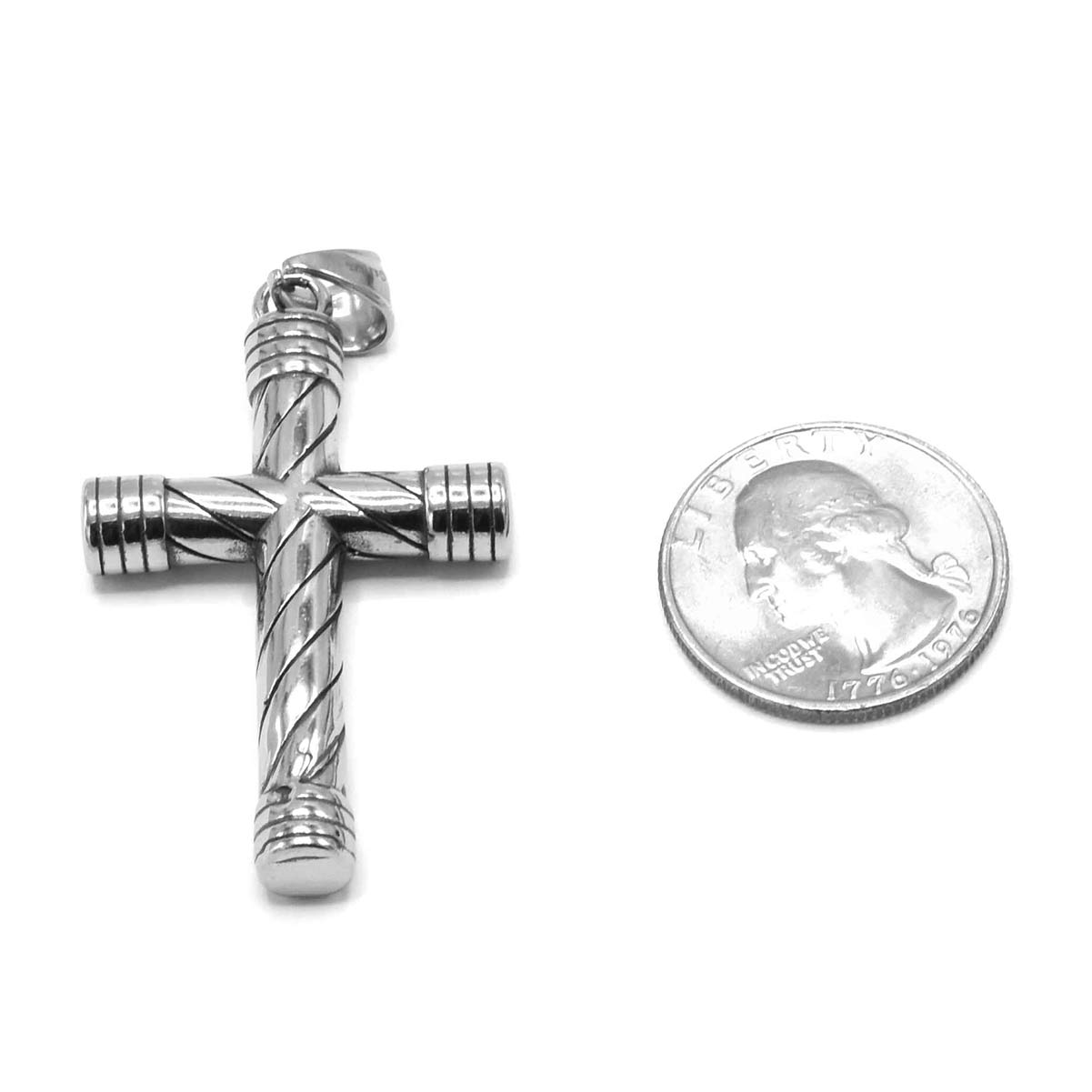 Kenzy Mii- Stainless Steel Vintage Spiral Cross Unisex Pendant