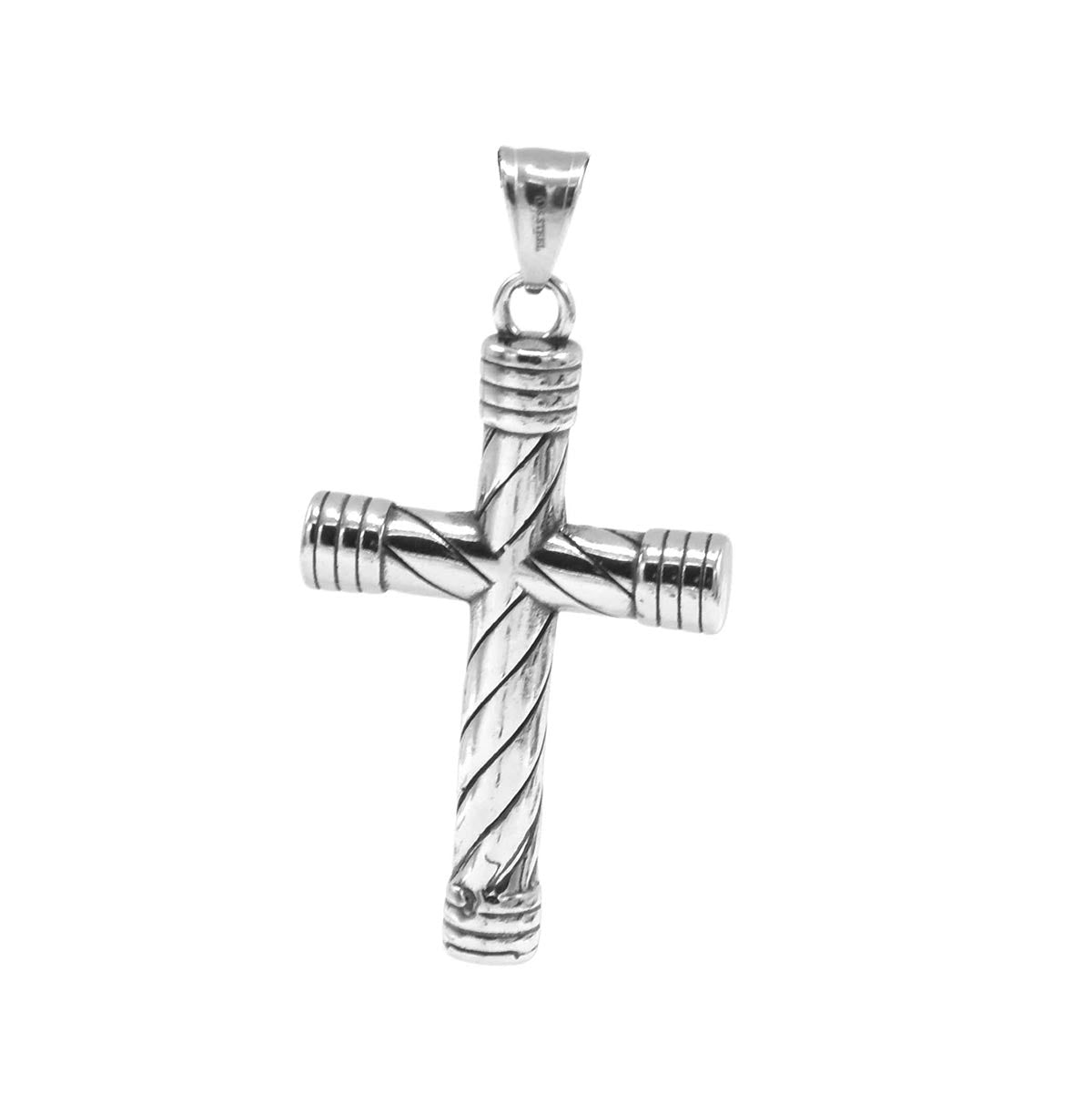 Kenzy Mii- Stainless Steel Vintage Spiral Cross Unisex Pendant