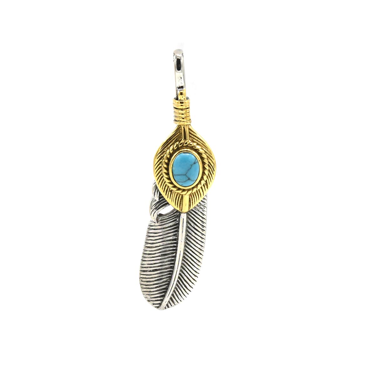 Kenzy Mii- Stainless Steel Turquoise Feather Unisex Pendant
