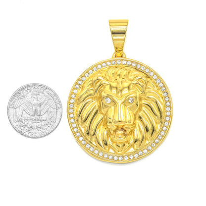 Kenzy Mii- Stainless Steel Embosed Lion Face Unisex Pendant