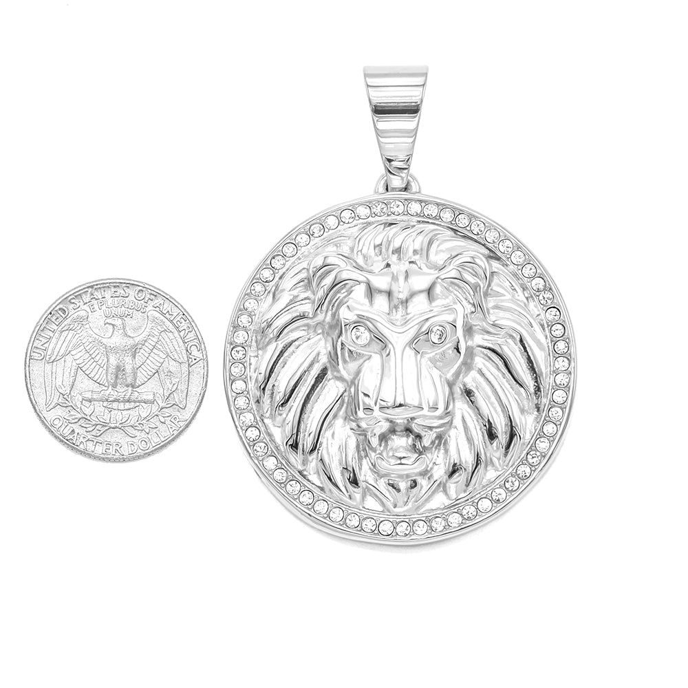Kenzy Mii- Stainless Steel Embosed Lion Face Unisex Pendant