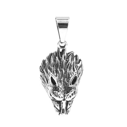 Kenzy Mii- Stainless Steel Antique Silver Wolfhead Unisex Pendant
