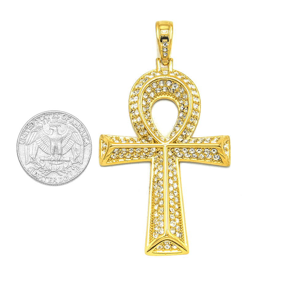 Kenzy Mii- Stainless Steel Bling Ankh Egyptian Cross Unisex Pendant