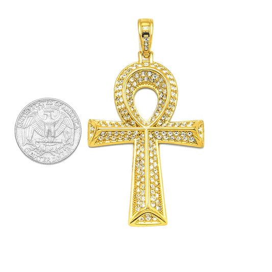 Kenzy Mii- Stainless Steel Bling Ankh Egyptian Cross Unisex Pendant