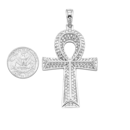 Kenzy Mii- Stainless Steel Bling Ankh Egyptian Cross Unisex Pendant