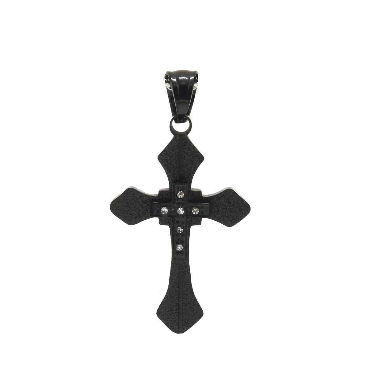 Kenzy Mii- Stainless Steel Accent Black Jesus Unisex Pendant