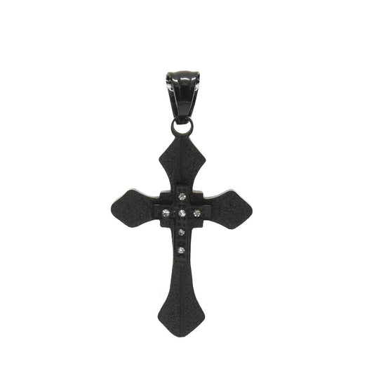 Kenzy Mii- Stainless Steel Accent Black Jesus Unisex Pendant