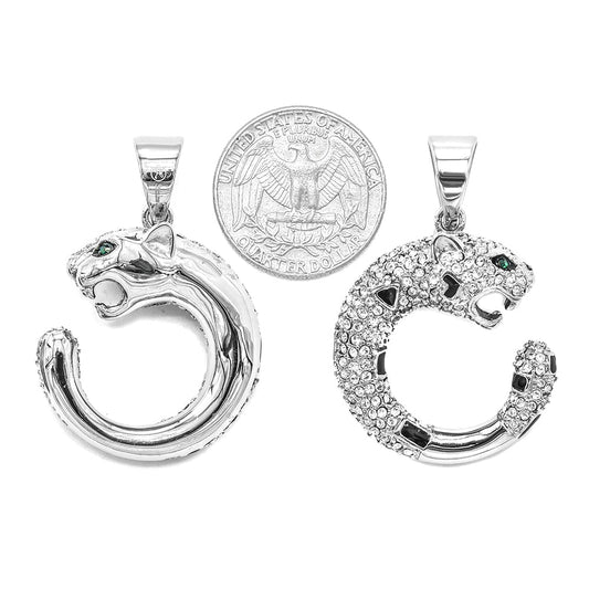 Kenzy Mii- Stainless Steel Pave Lion Head Charm Unisex Pendant