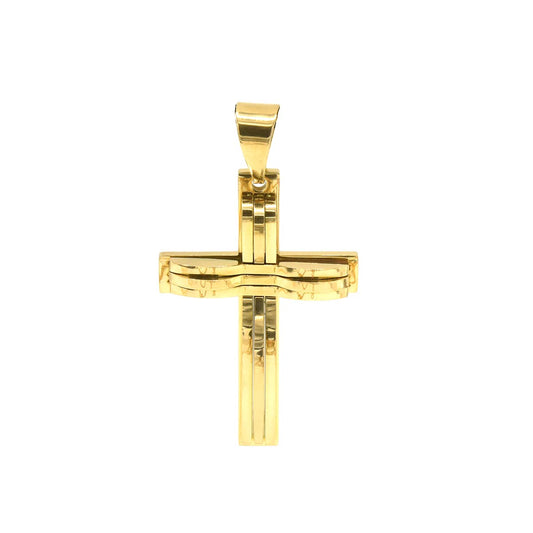Kenzy Mii- Stainless Steel Two Tone Cross Triantos  Unisex Pendant