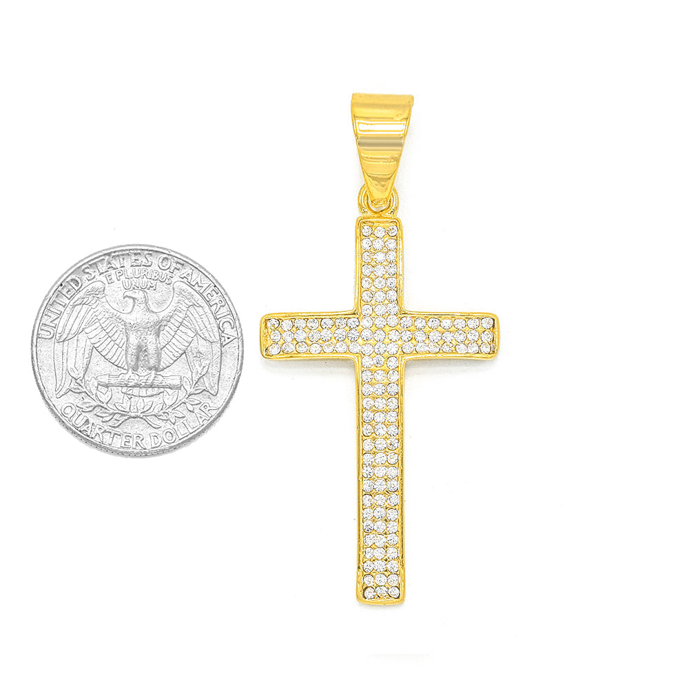 Kenzy Mii- Stainless Steel Latin Criss Cubic Zirconia Crystal Unisex Pendant