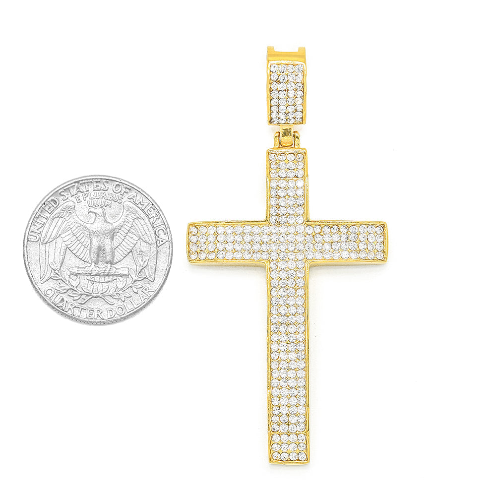 Kenzy Mii- Stainless Steel Pave Latin Cross Unisex Pendant