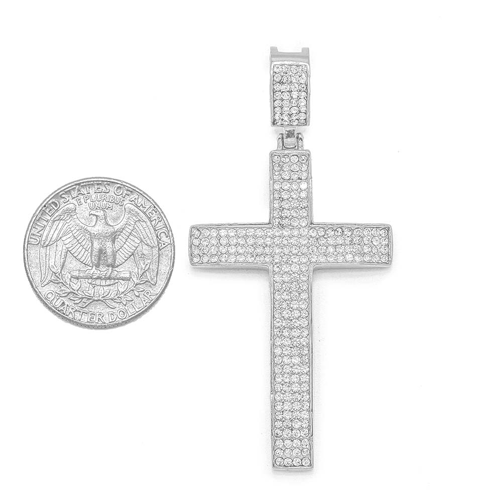 Kenzy Mii- Stainless Steel Pave Latin Cross Unisex Pendant