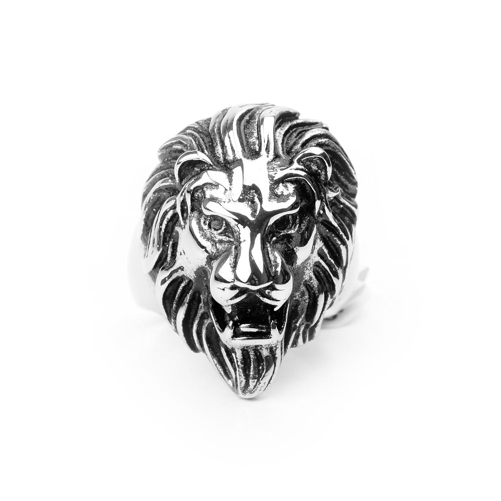 Kenzy Mii- Stainless Steel Roaring Lion Face Men's Ring