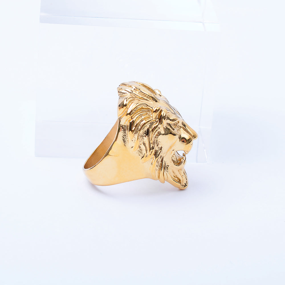 Kenzy Mii- Stainless Steel Roaring Lion Face Men's Ring