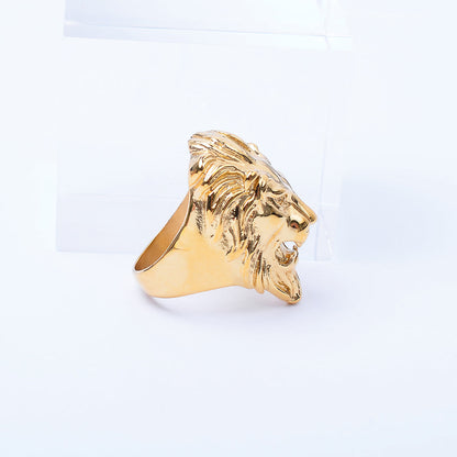 Kenzy Mii- Stainless Steel Roaring Lion Face Men's Ring