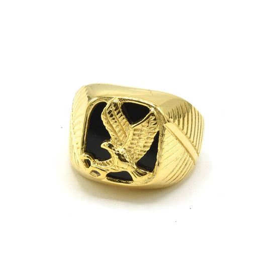 Kenzy Mii- Stainless Steel Vintage Black Onyx Men's Ring