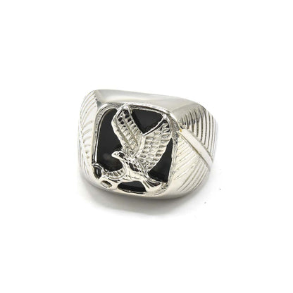 Kenzy Mii- Stainless Steel Vintage Black Onyx Men's Ring