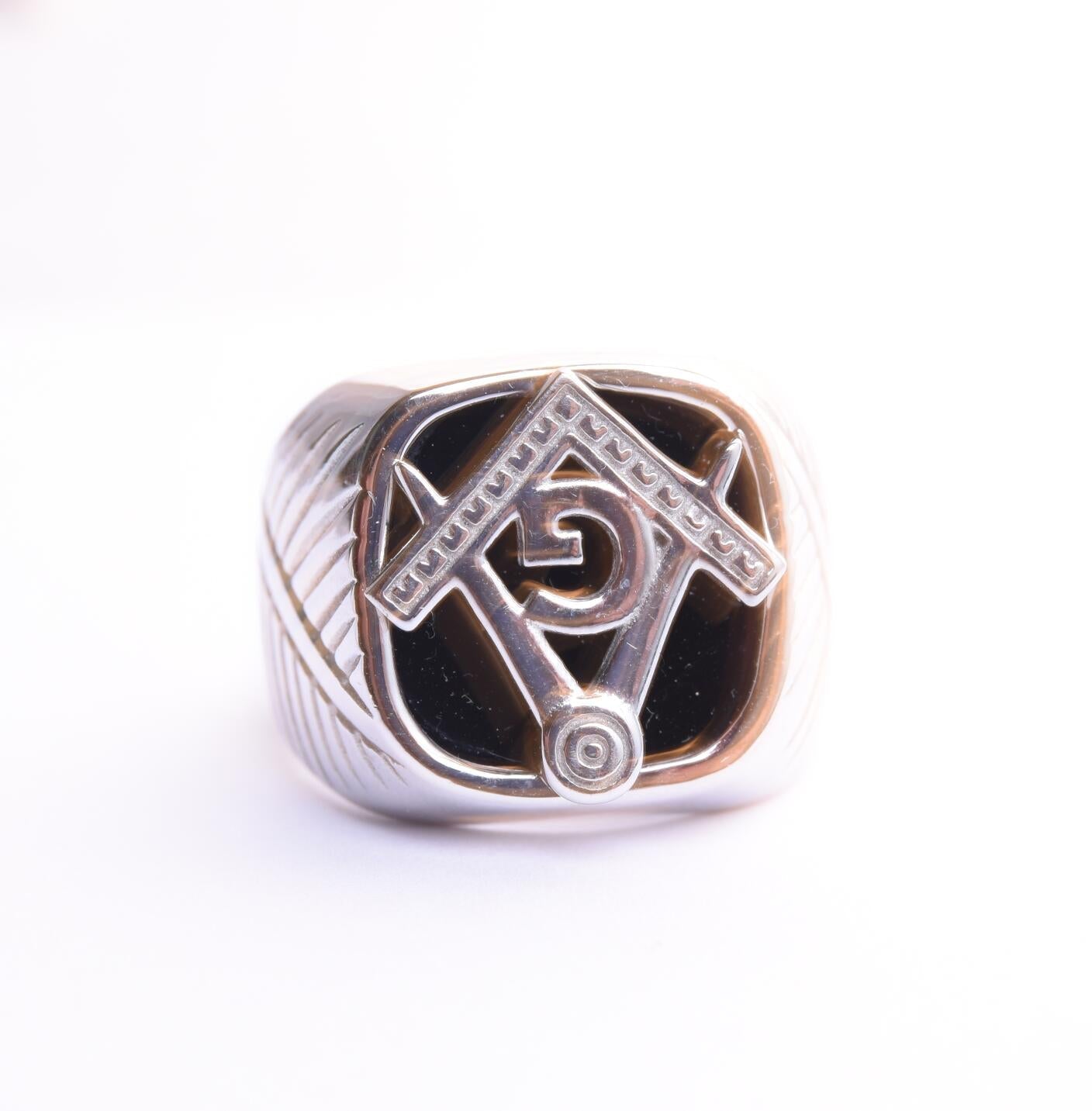 Kenzy Mii- Stainless Steel Antique Masonic Style Men's Ring