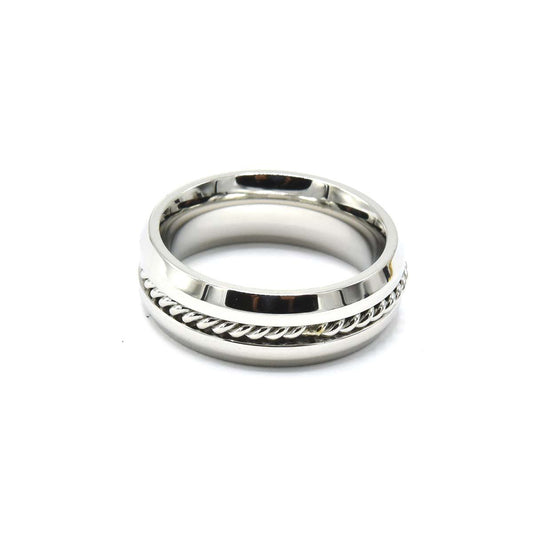 Kenzy Mii- Stainless Steel Cable Style Wedding Men's Ring