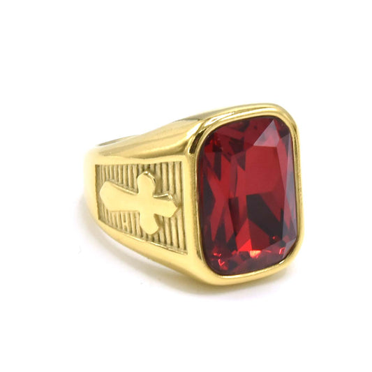 Kenzy Mii- Stainless Steel Cubic Punk Rock Smooth Men's Ring