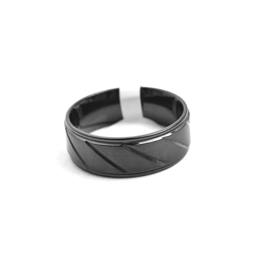 Kenzy Mii- Stainless Steel Twill Pattern Polished Geometrical Men's Ring