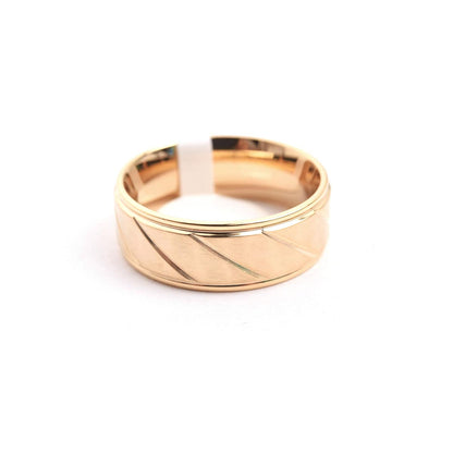 Kenzy Mii- Stainless Steel Twill Pattern Polished Geometrical Men's Ring