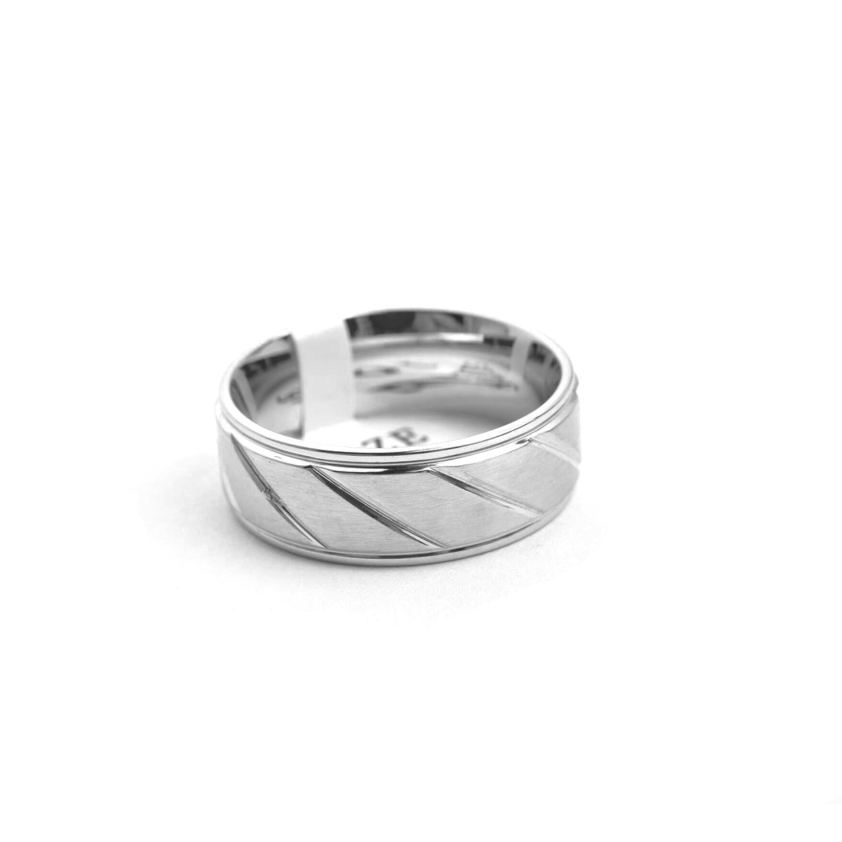 Kenzy Mii- Stainless Steel Twill Pattern Polished Geometrical Men's Ring