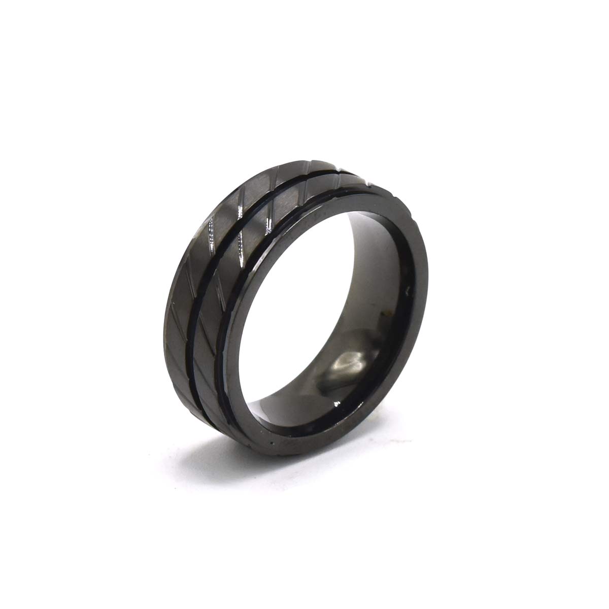 Kenzy Mii- Stainless Steel Amour Ribbed Design Men's Ring