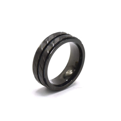 Kenzy Mii- Stainless Steel Amour Ribbed Design Men's Ring