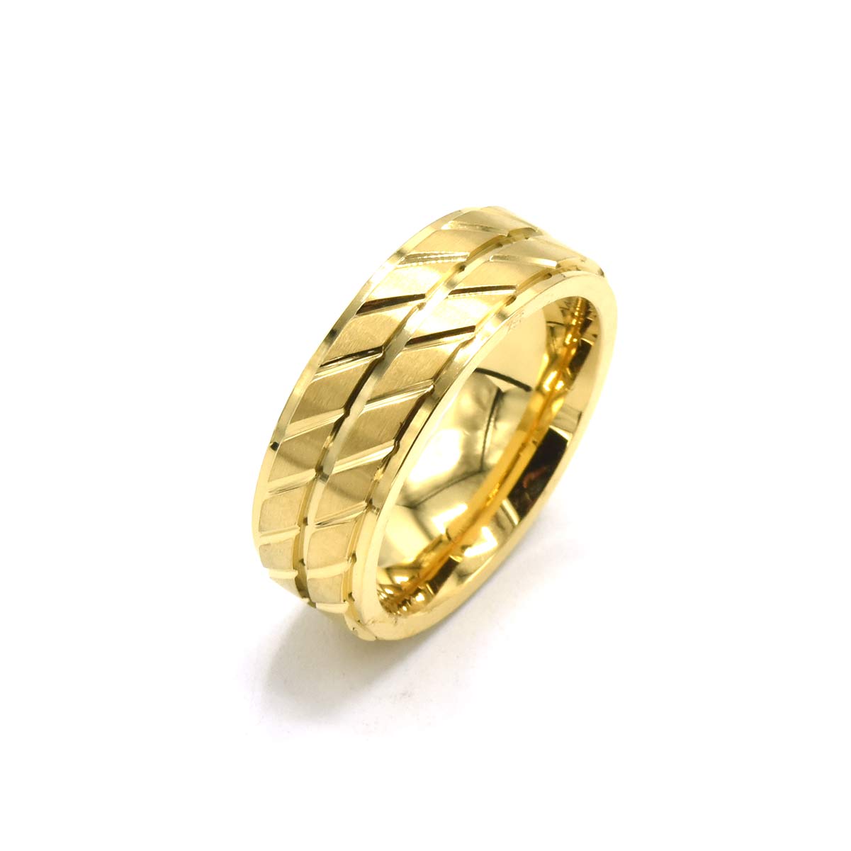 Kenzy Mii- Stainless Steel Amour Ribbed Design Men's Ring