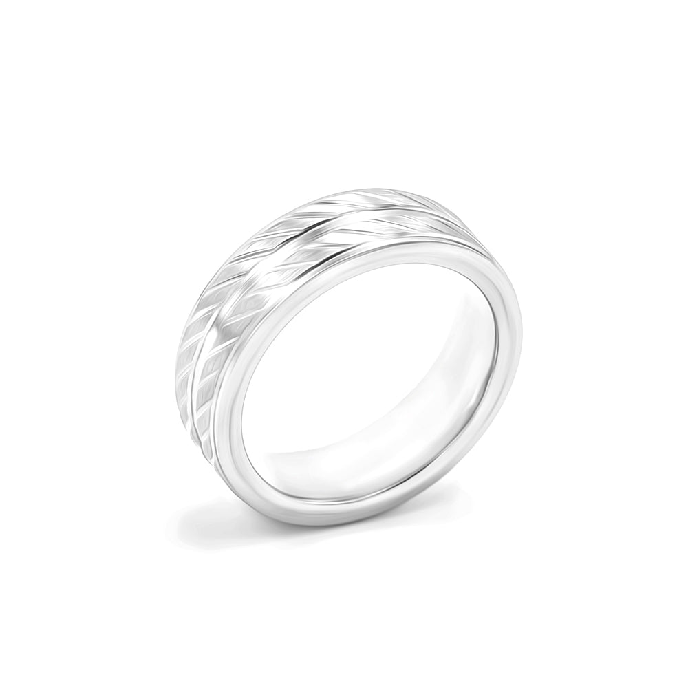 Kenzy Mii- Stainless Steel Amour Ribbed Design Men's Ring