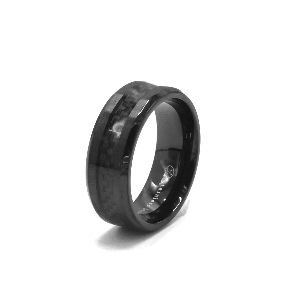Kenzy Mii- Stainless Steel Black Titanium with Black & Blue Men's Ring