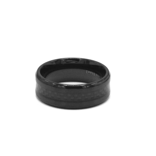 Kenzy Mii- Stainless Steel Black Titanium with Black & Blue Men's Ring