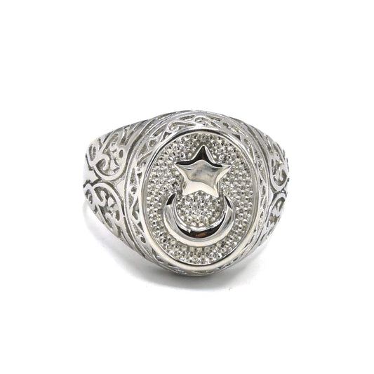 Kenzy Mii- Stainless Steel Vintage Muslim Crescent Men's Ring