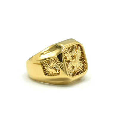 Kenzy Mii- Stainless Steel Crucible Agate Signet Eagle Men's Ring