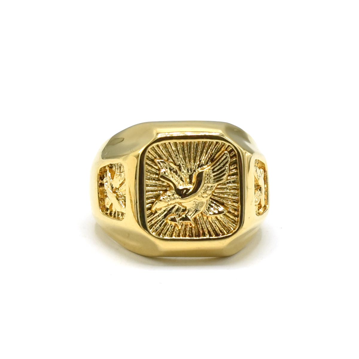 Kenzy Mii- Stainless Steel Crucible Agate Signet Eagle Men's Ring