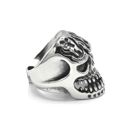 Kenzy Mii- Stainless Steel Burn Skull Flame Men's Ring