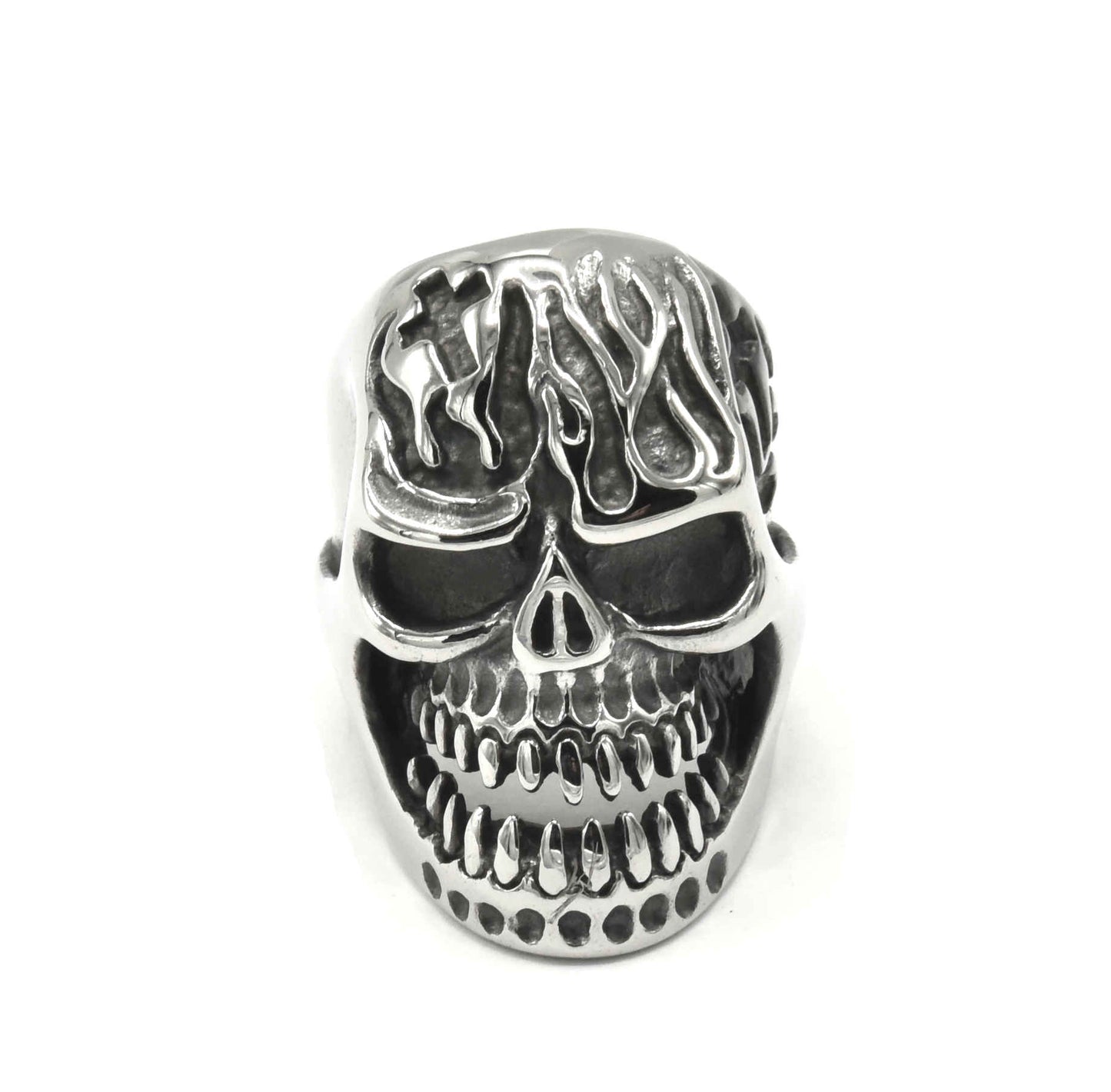 Kenzy Mii- Stainless Steel Burn Skull Flame Men's Ring