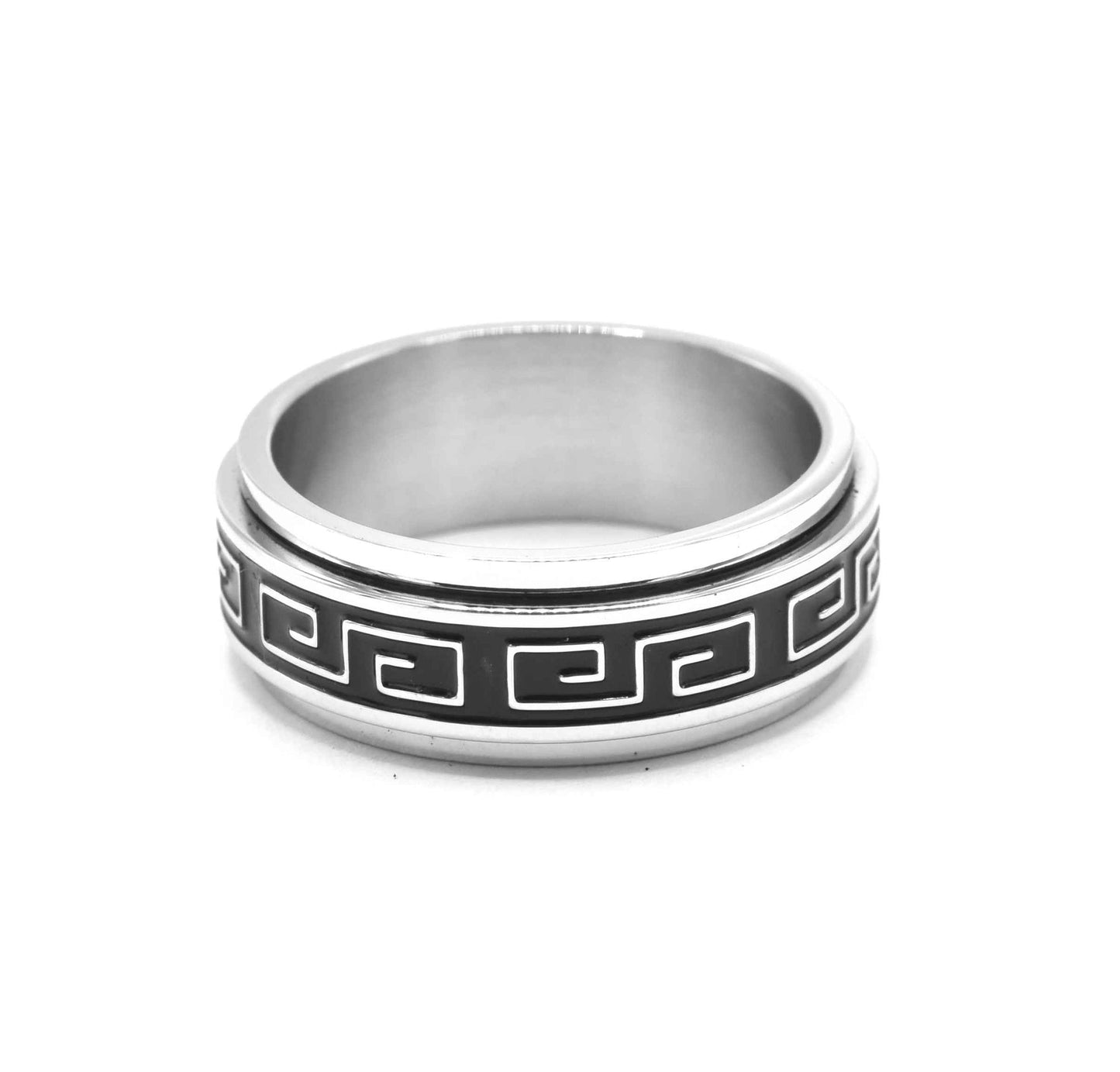 Kenzy Mii- Stainless Steel Vintage Engraved Greek Tatto Men's Ring