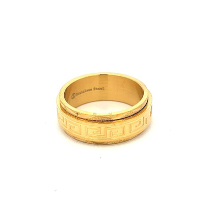 Kenzy Mii- Stainless Steel Greek Key Spinner Ring Men's Ring