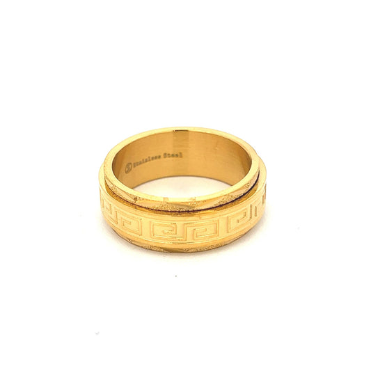 Kenzy Mii- Stainless Steel Greek Key Spinner Ring Men's Ring