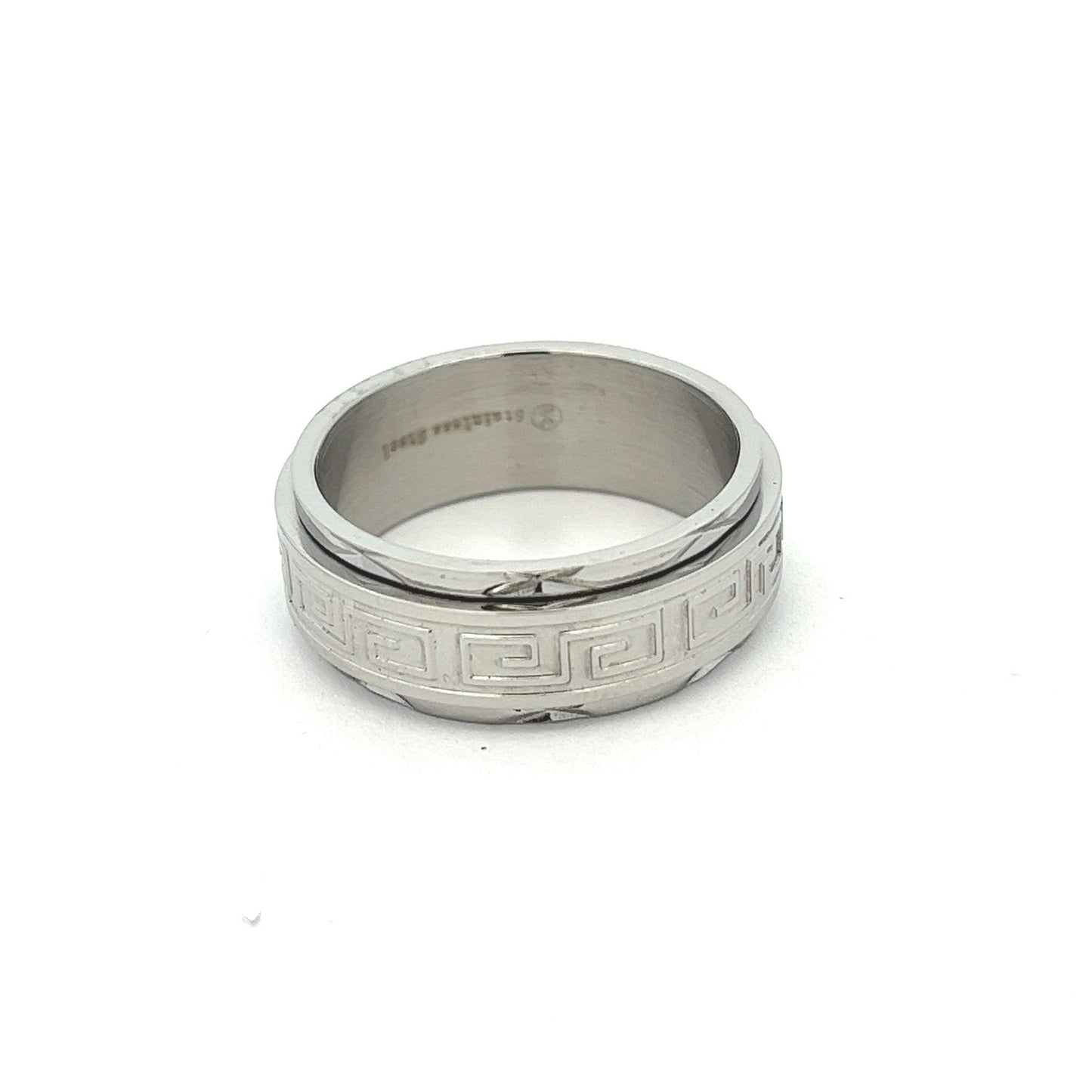 Kenzy Mii- Stainless Steel Greek Key Spinner Ring Men's Ring